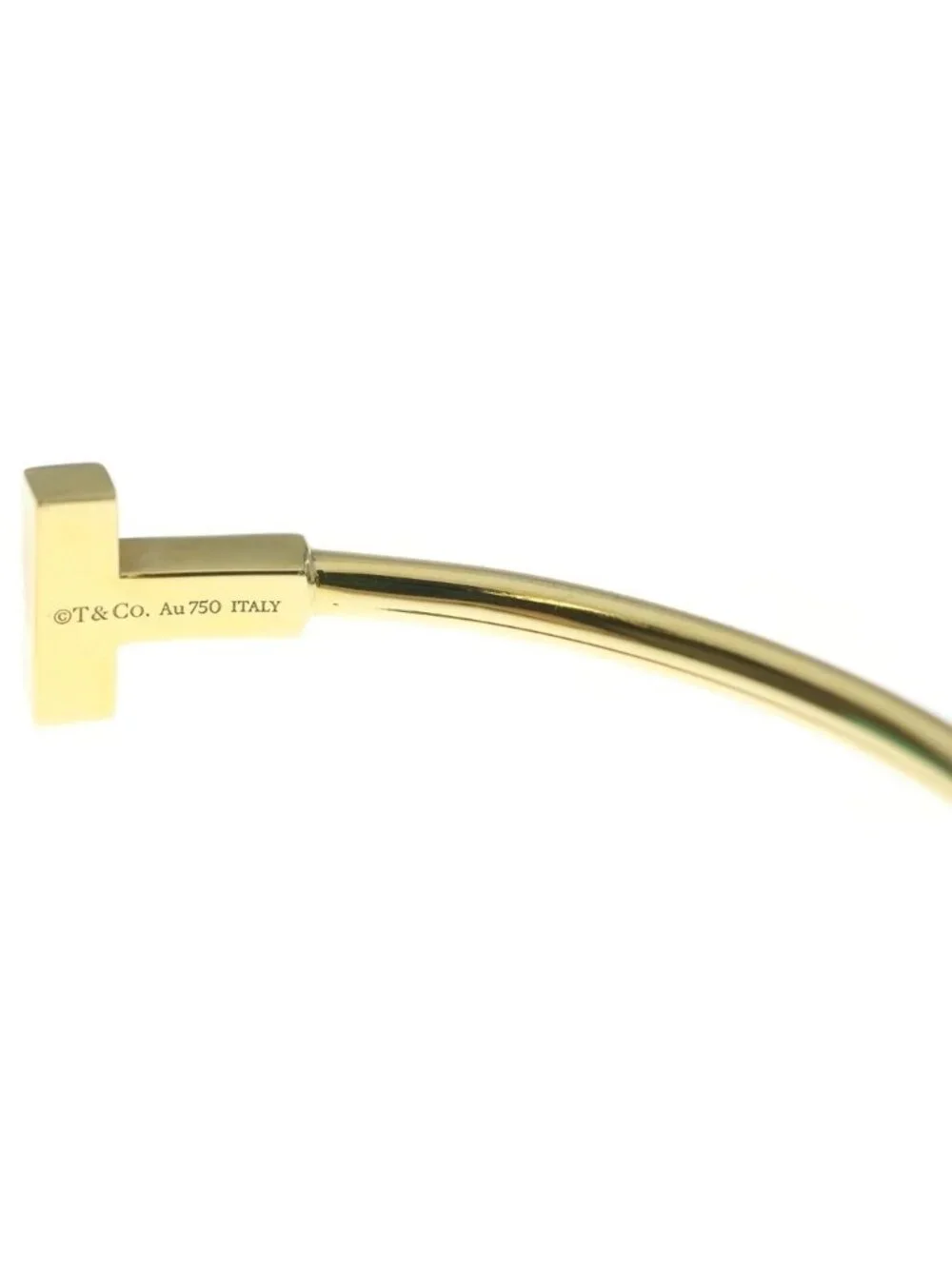 Tiffany & Co T Wire Wide Bracelet Bangle Yellow Gold